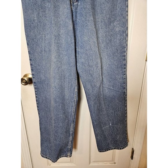 Vintage Tommy Hilfiger Jeans Mens 36x32 Blue Big Flag Straight Y2K Pants Baggy - Picture 3 of 12